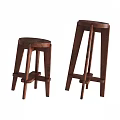 Dark Brown Wooden Bar Stools With Minimalist Design And Two Heights