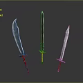 Classic Decorative Swords With Red Golden And Brown Hilts And Metallic Blades For Collection