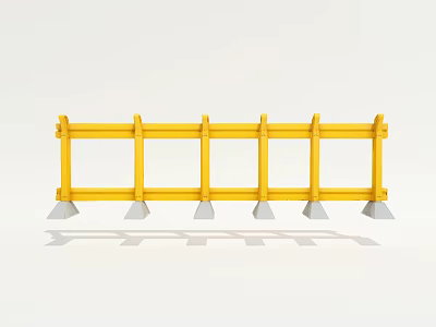 Public Safety Yellow Traffic Barrier With Stable Base For Road Construction 3d model