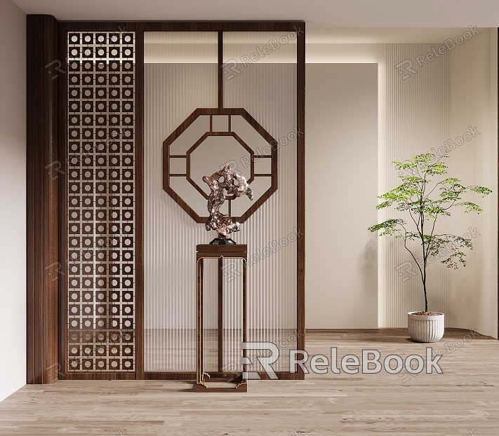 New Chinese-style partition porch partition wall model