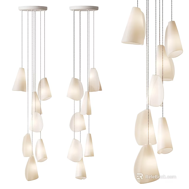 Modern White Lampshade Pendant Lights Hanging With Chain For Interior Decoration And Home Lighting Design 3d model 