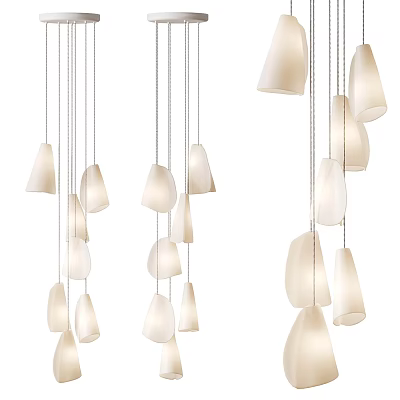 Modern White Lampshade Pendant Lights Hanging With Chain For Interior Decoration And Home Lighting Design 3d model