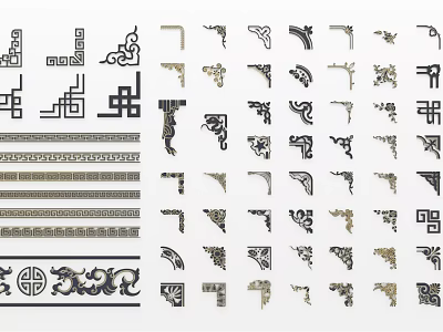 Traditional Chinese Ornamental Carvings With Various Intricate Patterns And Decorative Designs 3d model