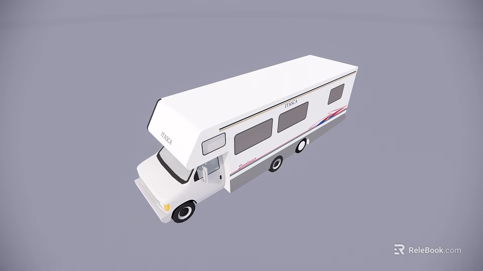 White Recreational Vehicle Car With Multiple Windows And Spacious Travel Design 3d model 