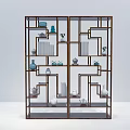 Traditional Wooden Multi Tiered Display Shelf With Books Vases And Decorative Items