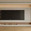 Modern TV Background Wall Design With Large Screen TV Fireplace And Open Shelves
