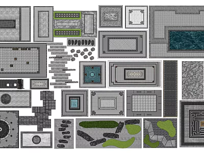 New Chinese Paving Sick Ground Paving 3d model