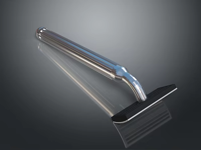 Modern Stainless Steel Safety Razor With Ergonomic Metal Handle And Sharp Blade 3d model
