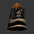 Lace Up Shoes With Green Patent Leather Brown Suede Wooden Sole And Brogue Details