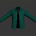 Green Stylish Long Sleeve Collared Shirt With Button Front Design 3d model