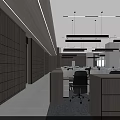 Modern Public Office Interior With Open Layout Workstations Pendant Lights And Storage Cabinets 3d model