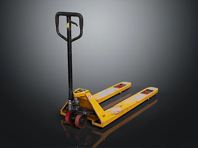 Industrial Equipment Yellow Manual Hydraulic Pallet Jack with Handle Forks and Wheels 3d model