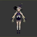 3D Witch Character Model With Purple Outfit Wizard Hat And Blonde Hair
