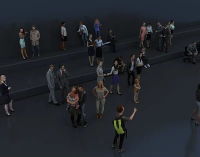 Group of People Interacting in Indoor Space with Different Clothing Styles 3d model