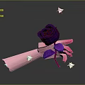 Man Holding Purple Rose With Pink Base And White Stars On Grey Background