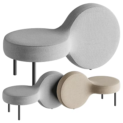 Set Of Modern Leisure Chairs In Neutral Tones With Curved Design And Metal Legs 3d model