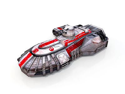 Advanced Futuristic Cosmic Spaceship With Red Silver Exterior And Detailed Structure 3d model