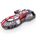 Advanced Futuristic Cosmic Spaceship With Red Silver Exterior And Detailed Structure