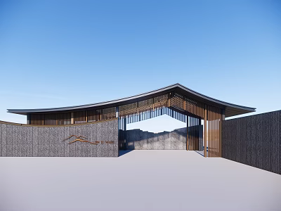 New Chinese Style Gate Entrance Gate Double Slope Roof Demonstration Area Entrance 3d model