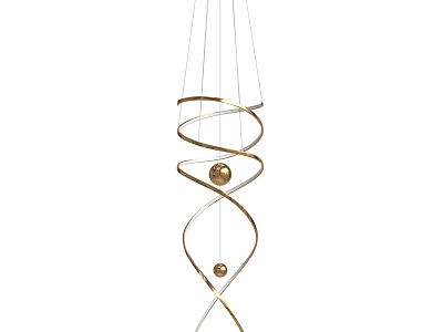 Modern Spiral Design Chandelier With Gold White Curves And Sphere Accents 3d model