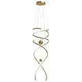 Modern Spiral Design Chandelier With Gold White Curves And Sphere Accents