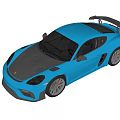 Blue Shiny Sports Car With Sporty Design Rear Spoiler And Alloy Wheels
