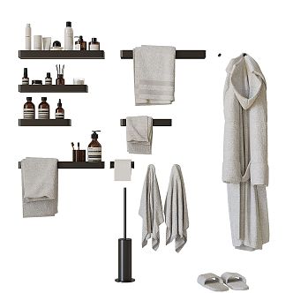 Modern Bathroom Small Bathroom Ornaments Towel Rack Towel Bathrobe 3d model