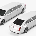 White Cadillac Limousine Car With Extended Body And Modern Exterior Design
