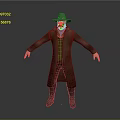 Game Movie Character 3D Model Wearing Gray Hat Long Coat Green Vest And Blue Shirt