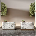 Hotel lobby reception desk front desk water bar 3d model