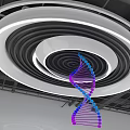 Purple Blue DNA Double Helix With Circular White Black Ring Design 3d model