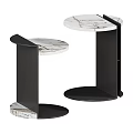 Modern Minimalist Side Tables With Marble Tabletop And Black Metal Base 3d model