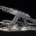 Detailed AKM Assault Rifle Weapon Structure With Magazine Stock And Barrel Accessories