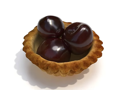 Three Fresh Juicy Dark Fruits in a Crispy Tart Shell Dessert 3d model