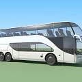 Modern White Double Decker Bus With Large Windows And Comfortable Seats