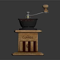 Coffee Grinder with Wooden Base and Handle Coffee Text Black Grinding Bowl Essential Kitchen Appliance