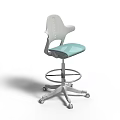 Modern Swivel Bar Stool With Light Blue Seat And Silver Wheel Base Design