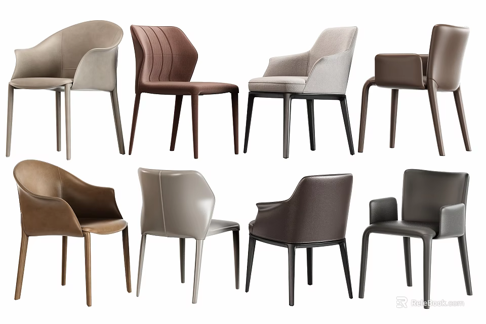 Modern Design Leisure Chairs Various Styles Different Colors Comfortable Home Furniture 3d model 