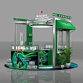 Heineken Craft Beer Experience Booth With Green And Silver Structure And Plants 3d model