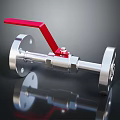 Stainless Steel Ball Valve With Red Handle And Flange Connection Design