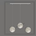 Set of Three Modern Moon Shaped Pendant Lights With Saturn Ring Design