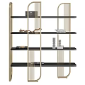 Elegant Modern Gold Frame Display Shelf With Matte Black Shelves For Home Decor Storage