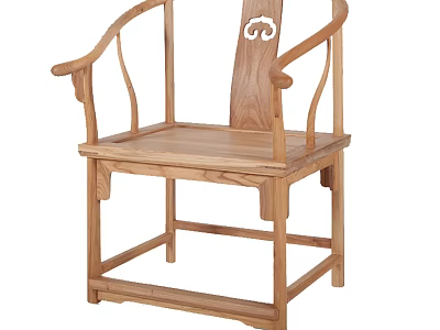 Traditional Wooden Armchair With Curved Arms Carved Backrest And Solid Wood Structure 3d model