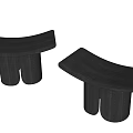 Modern Black Wooden Stools With Curved Seats And Double Legs Design