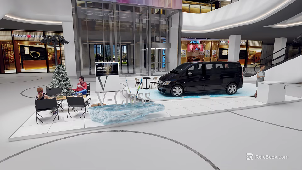 Modern Liquor Store In Shopping Mall With Wine Displays And Seating Area 3d model 