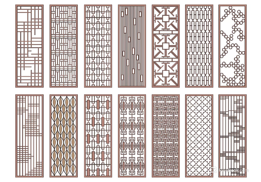 Decorative Room Dividers With Various Geometric Patterns And Design Styles For Interior 3d model