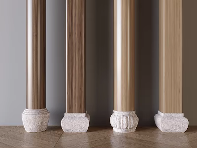 Chinese style column foundation stone wooden column foundation stone Chinese style column pile 3d model