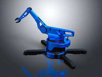 Smart Robotic Machine Blue Arm with Black Base Claw and Functional Design 3d model