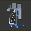 Industrial Mobile Mechanical Equipment With Blue Frame Circular Component And Storage Drawers