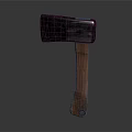 Classic Axe With Black Metal Head And Brown Wooden Handle